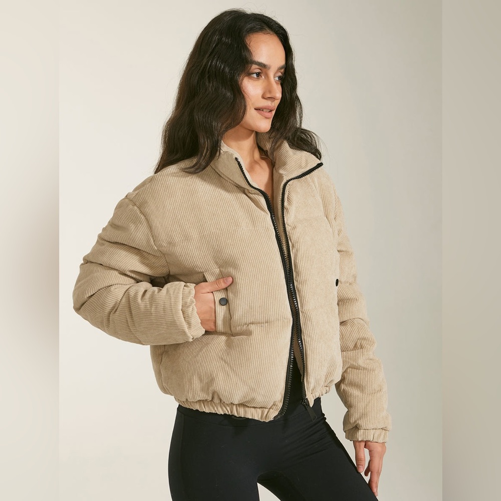 Commense Cropped Funnel Neck Puffer Jacket